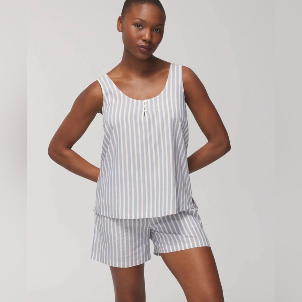 NWT, Soma Tank Shorts Pajama Set, Blue and White Striped, XS, G47 - Picture 1 of 1